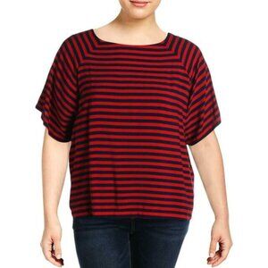 Levi's women plus size 2x Miranda red striped short sleeve tee blouse top
